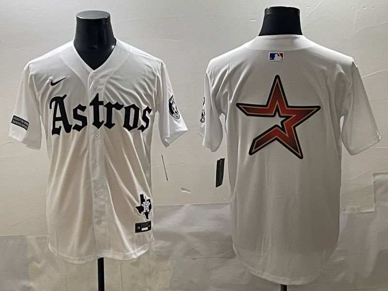 Men 2025 Houston Astros Blank White Five generations Joint Name Nike MLB Jersey style 22->houston astros->MLB Jersey